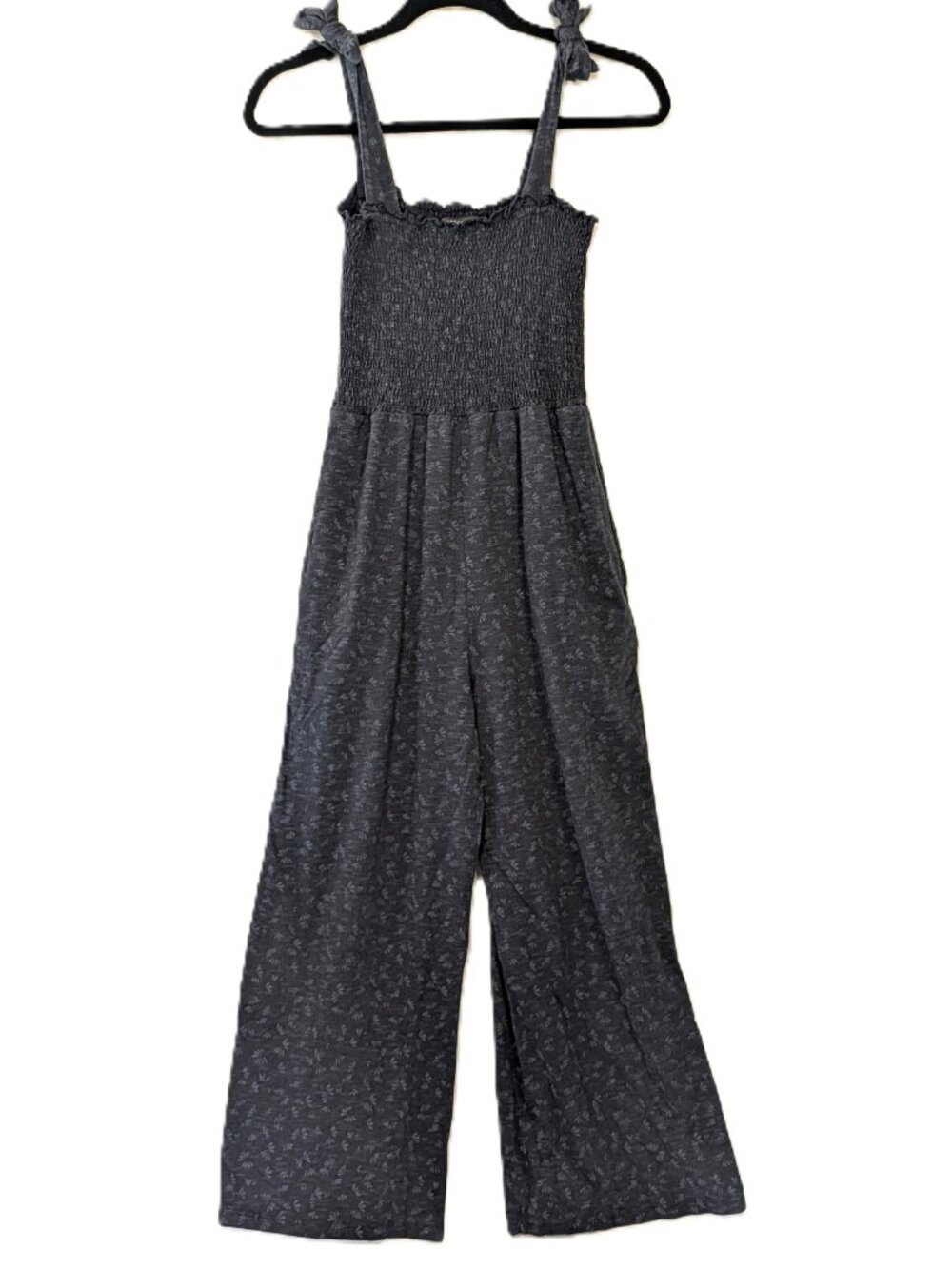 Toad&Co Gemina Sleeveless Smocked Wide Leg Tie Shoulder Jumpsuit Navy Small S - Picture 3 of 10